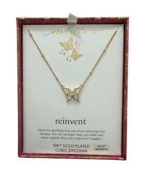 Isabella M Gold Butterfly Necklace with Sparkling CZ Accents Inspirational
